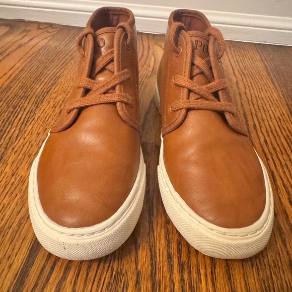 Polo Ralph Lauren brown faux leather boots boys sz 2Y - Picture 2 of 9